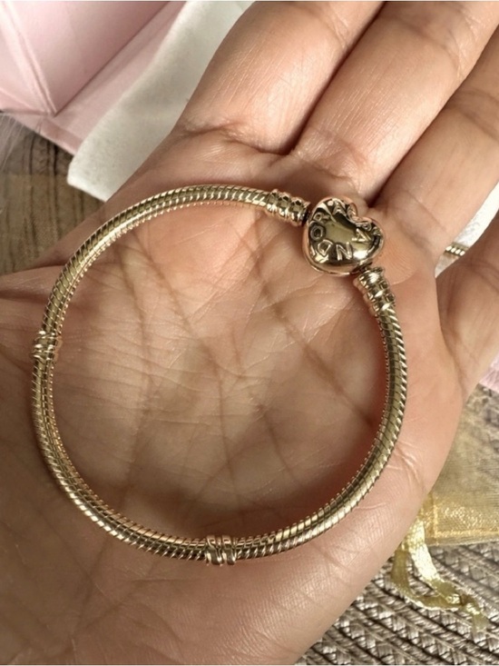 Pandora Jewelry - NEW❗️Authentic Pandora 14K Gold Moments Heart Clasp Snake Chain Bracelet 6.5 In